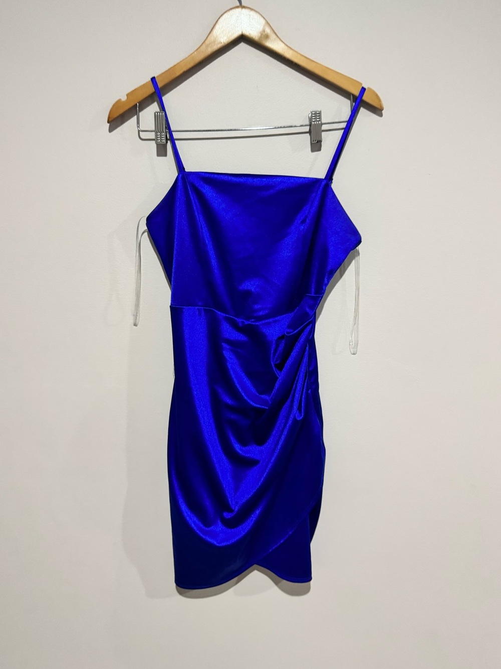 Emerald Sundae Blue Satin Mini Dress, Size Medium